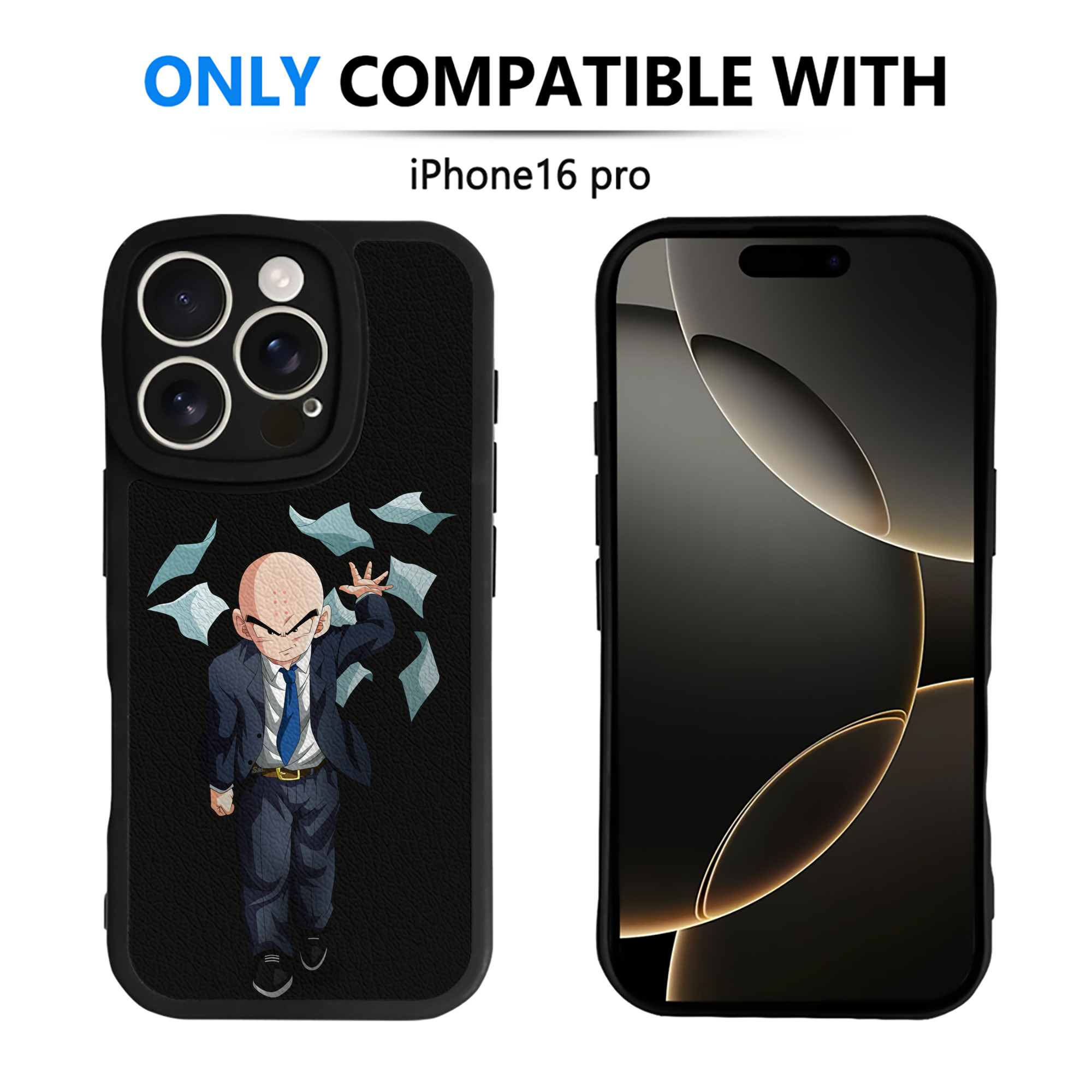 （画像用） ドラゴンボール クリリン DRAGON BALL krillin 【iPhone 16シリーズ対応】シリコンスマホケース（レザー調） 材質：シリコン